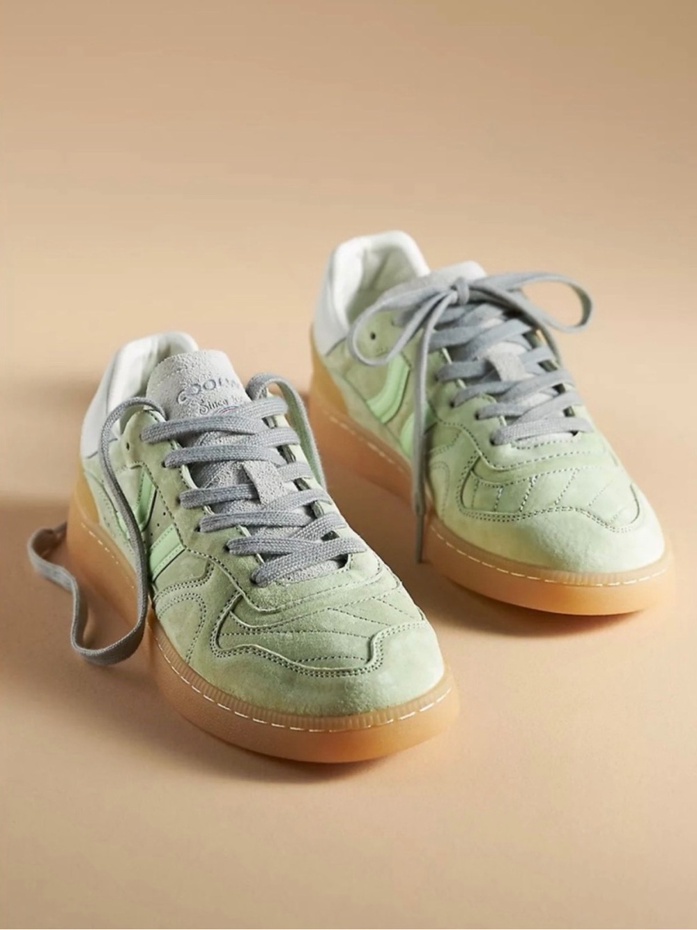 Coolway Suede Low-Top Sneakers Pistachio with Gum Sole